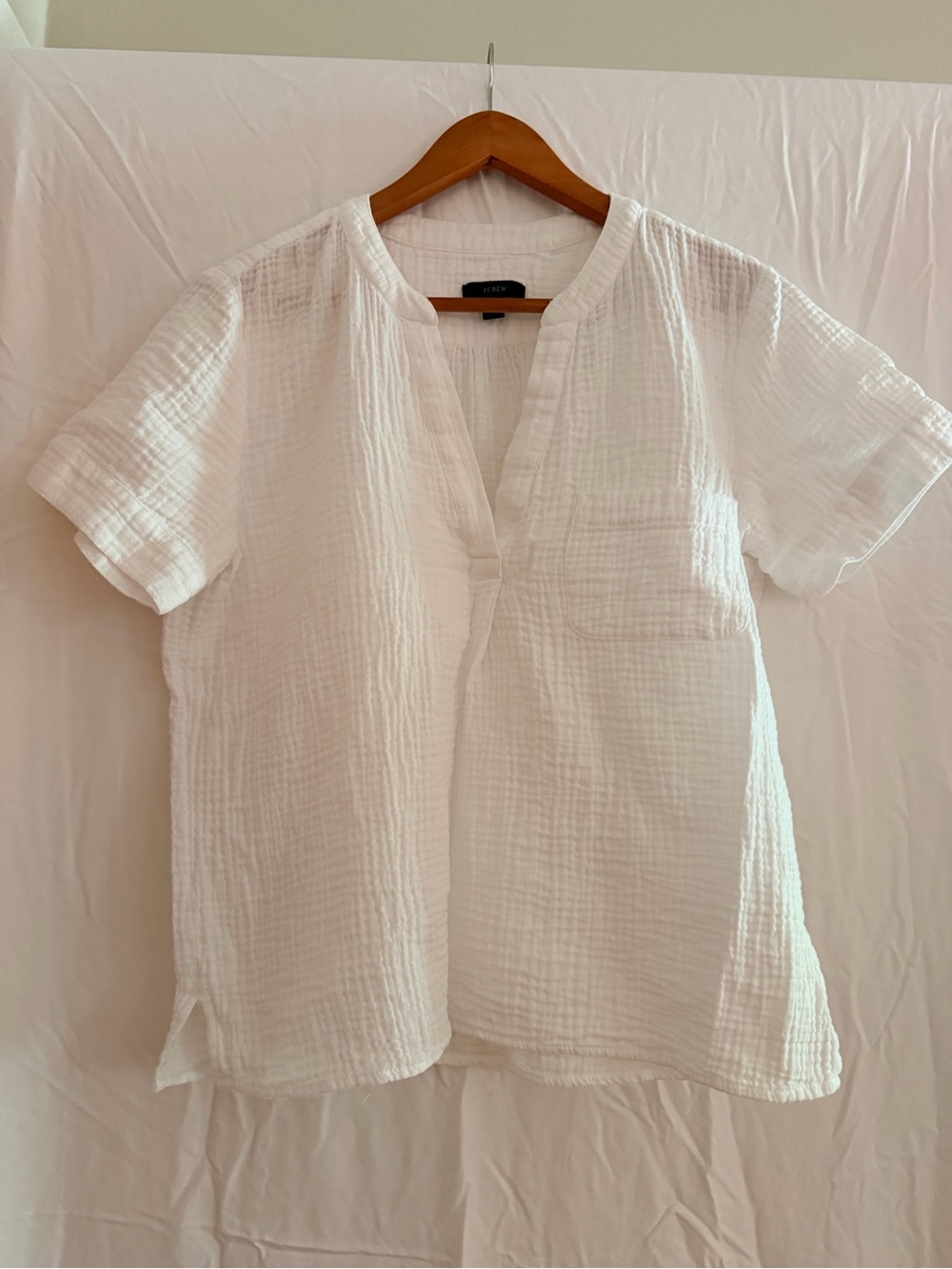 J. Crew White Cotton Gauze Short-Sleeve Tunic